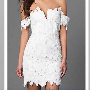 Floral cutout white dress